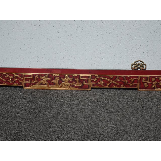 Vintage Oriental Asian Hanging Wall Decor ~ Decorative Red Carved Accent #1 For Sale In Los Angeles - Image 6 of 15
