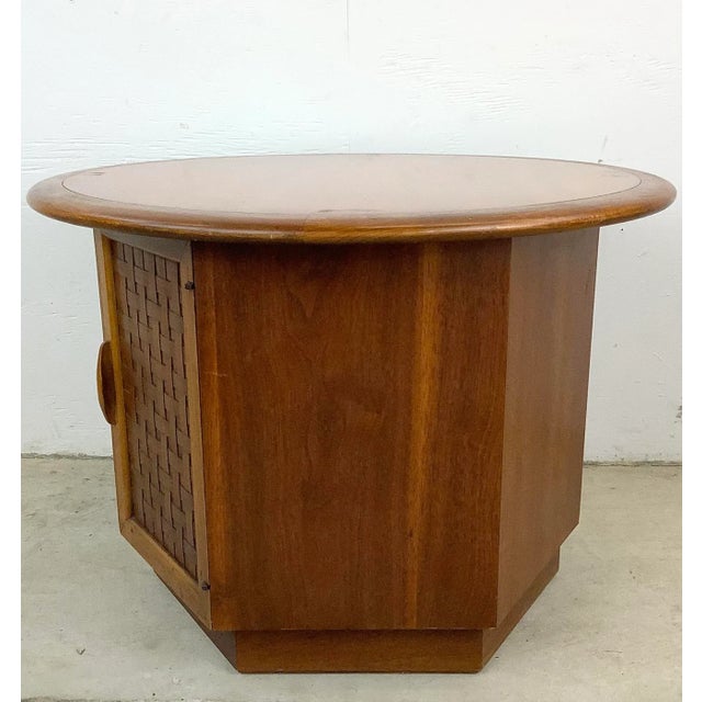Vintage Modern Round Basketweave End Table by Lane Chairish