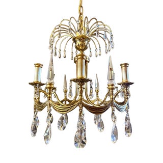 Empire Neo-Classical Style Crystal Chandelier, 1950s For Sale