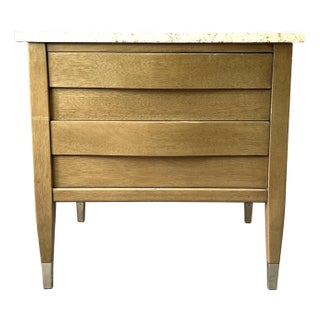 Mid Century Modern American of Martinsville Travertine Top Night Stand For Sale