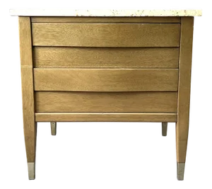Mid Century Modern American of Martinsville Travertine Top Night Stand