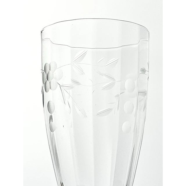 1950s 1950s Vintage 6 Etched Flower Optic Iced Tea or Tumbler Glasses For Sale - Image 5 of 5
