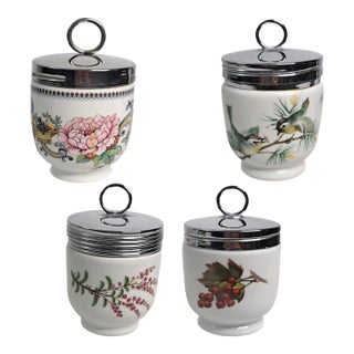 Mid 20th Century English Porcelain Egg Coddlers by Royal Worcester & Crown Staffordshire - Set of 4 For Sale