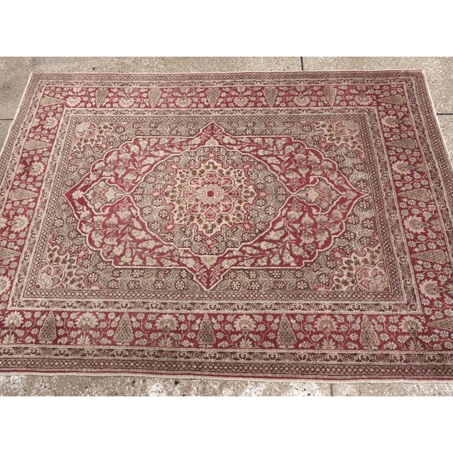 Galerie Shabab Collection Early 20th Century Persian Tabriz Throw Rug For Sale - Image 4 of 5