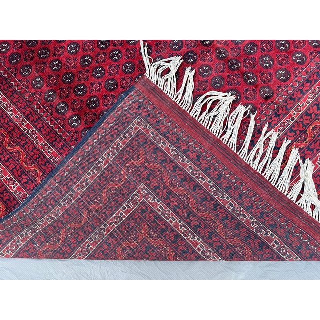 Fine Red Tekke Bokhara Hand-Knotted Wool Rug - 6'6" X 9'6" For Sale - Image 11 of 11
