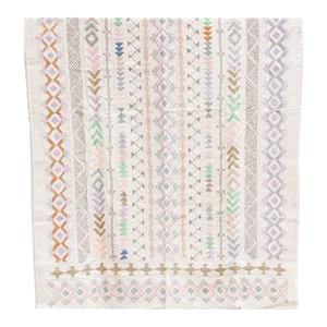 Harmonious Lavender Hand-Stitched Cotton Tribal Kantha Throw