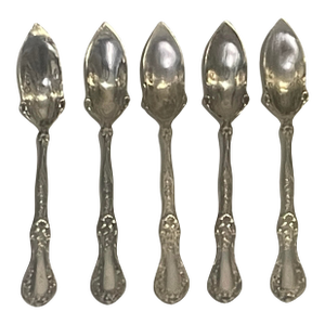 1909 Art Nouveau Rogers & Bro. "Florette" Silverplate Citrus Spoons - Set of 5