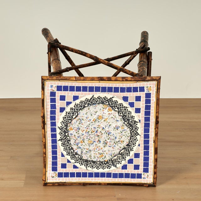 Antique English Bamboo and Tile Table or Stand For Sale In West Palm - Image 6 of 11