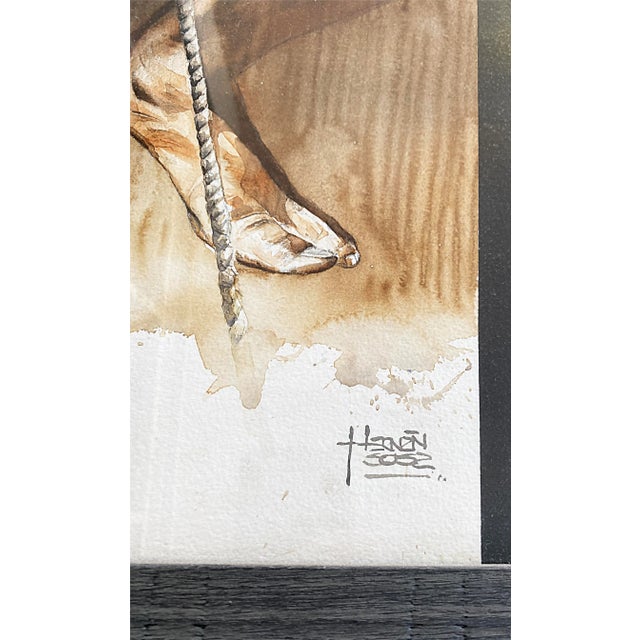 1990s Hernán Sosa Nude Watercolor Painting on Paper Framed Under Glass For Sale - Image 5 of 7