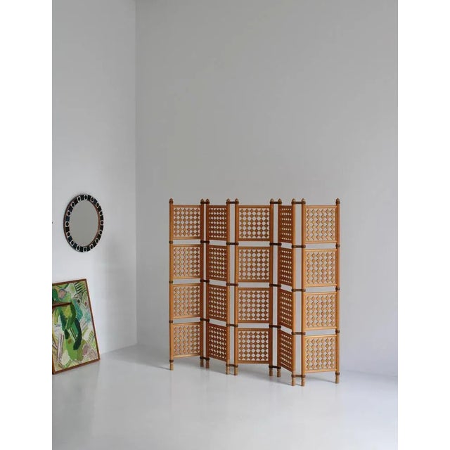 Scandinavian Modern Screens or Room Dividers in Stained Beechwood, 1940s, Set of 2 For Sale - Image 17 of 18