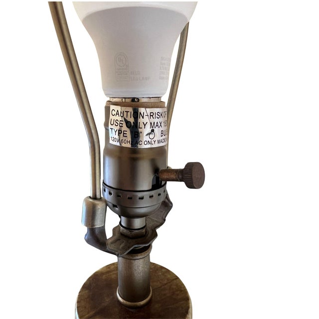 Vintage Mid-Century Jade Column Table Lamp With Cream Lampshade For Sale - Image 14 of 15
