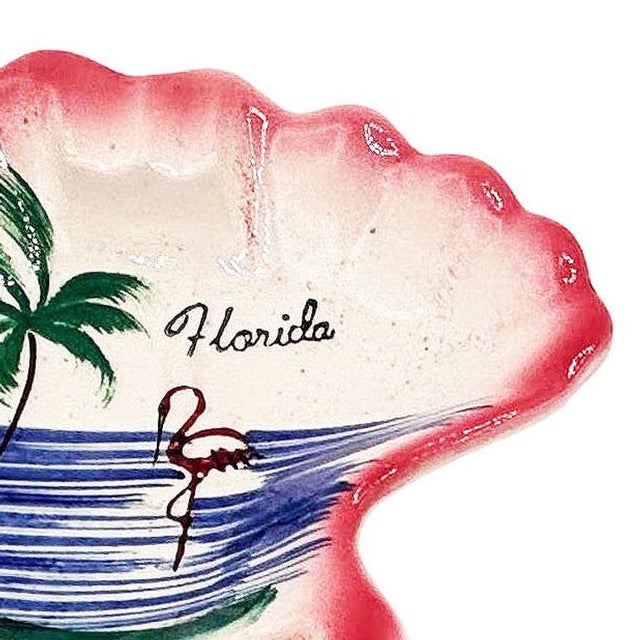 Mid 20th Century Biomorphic Pink Shell Pink Flamingo Florida Ashtray by Kenmar For Sale - Image 4 of 5