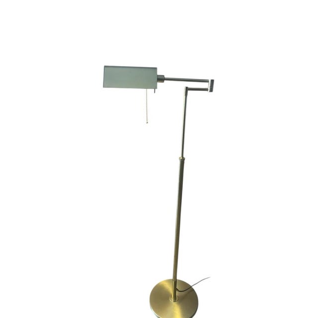 Vintage Brass Bankers Floor Lamp with Articulated Arm, 1960s For Sale - Image 12 of 18