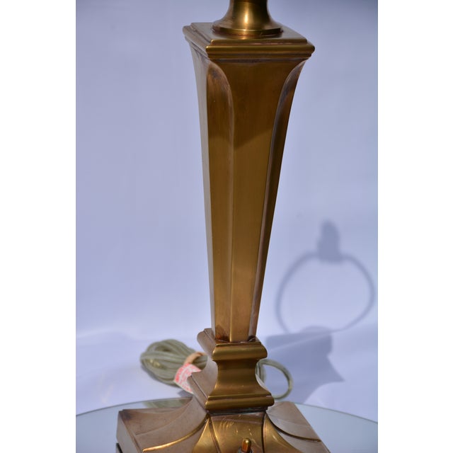 Set of 4 Vintage Column Brass Table Lamps For Sale - Image 6 of 10