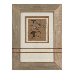 1950s Native American Deer Hide Painting – Plains Indian Buffalo Hunt Scene