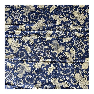 Blue and White Quadrille Indramayu Reverse Fabric - 1 1/4 Yards For Sale