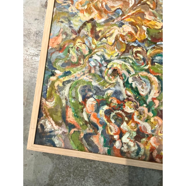 Mid-Century Modern Vintage Boho Original Abstract Oil on Canvas For Sale - Image 3 of 12
