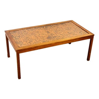Scandinavian Coffee Table in Teak and Copper, 1960s For Sale