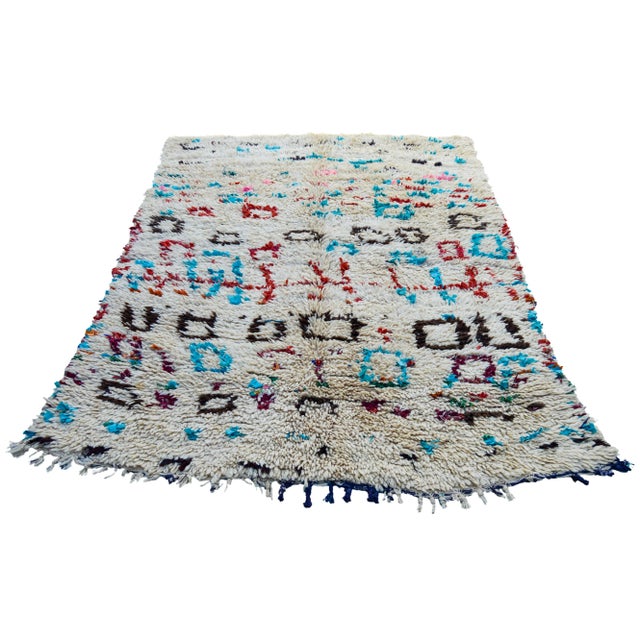 Abstract Mid 20th Century Vintage Moroccan Rug - 7'5'' X 4'11'' For Sale - Image 3 of 12