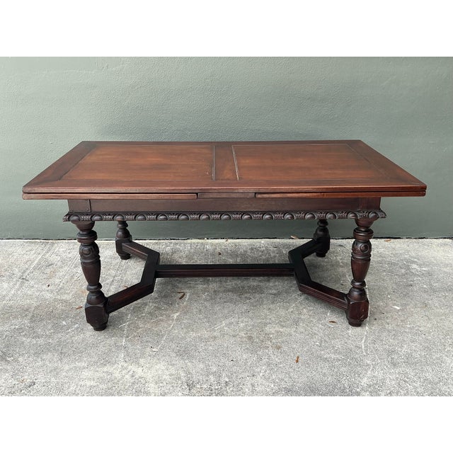 Vintage Hand Carved Extendable Dining Table For Sale - Image 10 of 13