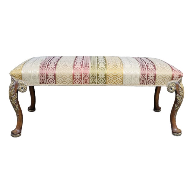 Queen Anne Style Paint Decorated Window Bench For Sale
