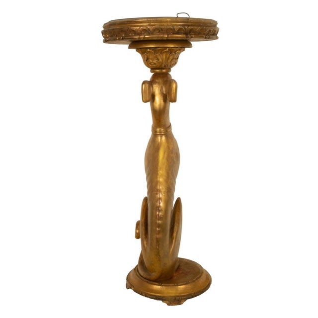 Wood Antique French 18thC Louis XVI Gilt-Wood Greyhound Dog Jardinière Stand 1780 For Sale - Image 7 of 18