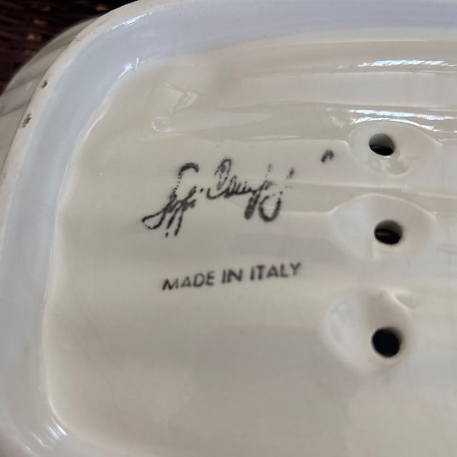 1970s Circa 1970 Vintage Italian Majolica Asparagus Server and Drain- Set of 2 For Sale - Image 5 of 6