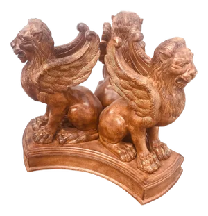 1980s Three Griffins Table Base With Heavy Glass Top