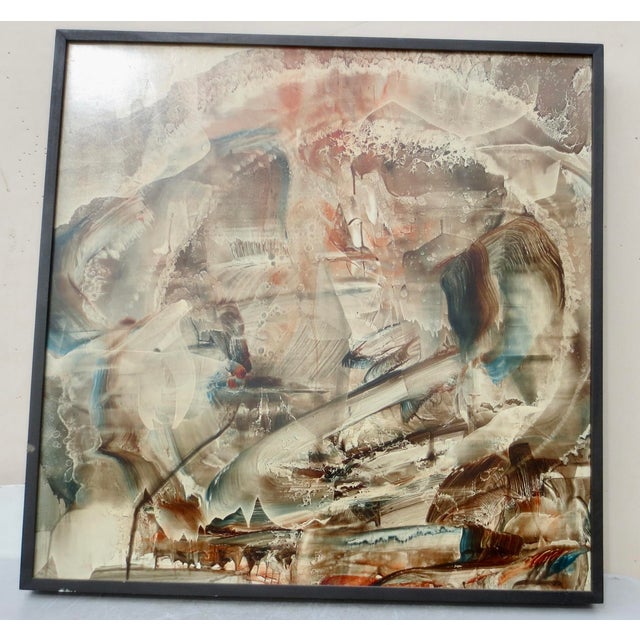 Abstracted composition of layered spreads of colors across transparent layers of oils. Optically rich and intense layers...