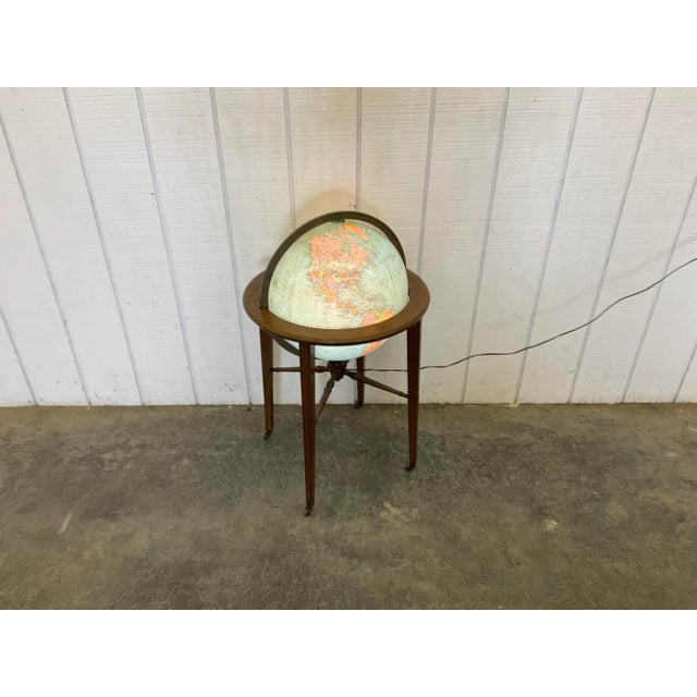 Mid 20th Century Kittinger Illuminated Reploge World Globe on Mahogany Stand For Sale - Image 11 of 13