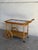 Beautiful vintage Danish serving cart crafted in solid oak with decorative blue and white ceramic tile top. This elegant...