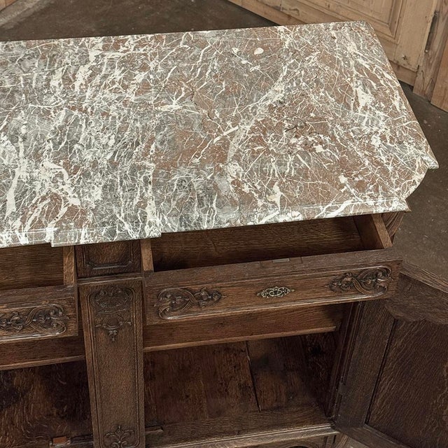 19th Century Belgian Liégeoise Oak Buffet With Saint-Remy Marble Top For Sale - Image 17 of 18