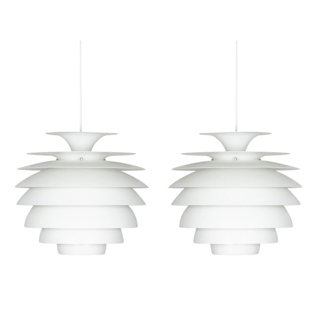 Vintage Pendant Lamps by Bent Karlby for Lyfa, Denmark, 1970s, Set of 2 For Sale