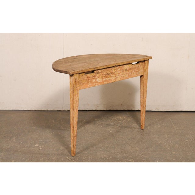 Early 20th Century Swedish Scraped Wood Demi-Lune Table For Sale In Atlanta - Image 6 of 11