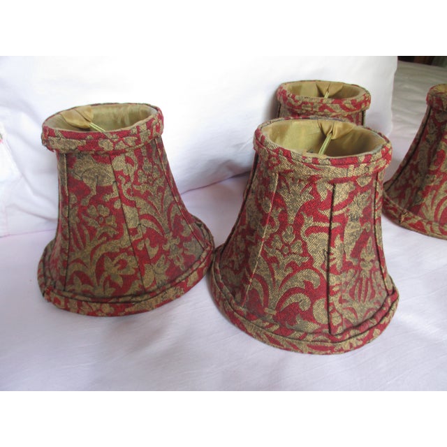 Vintage 1990s Red & Gold With Lion Design Chandelier Lamp Shades - Set of 4 For Sale - Image 4 of 10