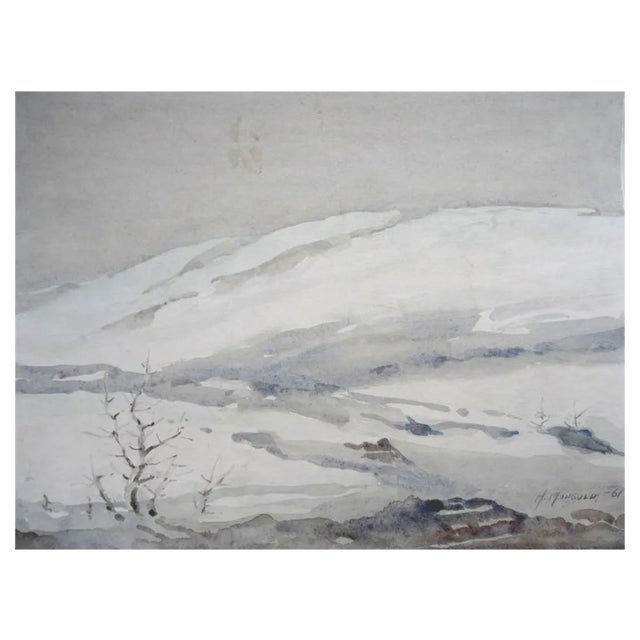 Herberts Mangolds, Winter, 1961, Watercolor on Paper For Sale