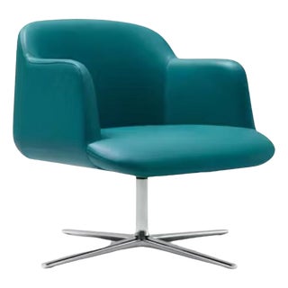 Deep Lounge Chair in Leather and Aluminum by Quinti Sedute For Sale