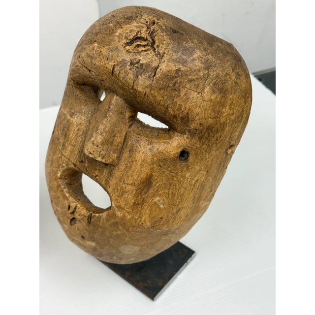 Traditional Vintage Himalayan Festival Mask + Stand For Sale - Image 3 of 12