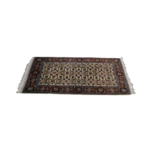 Hand Tied Red, Blue and Tan Area Throw Rug