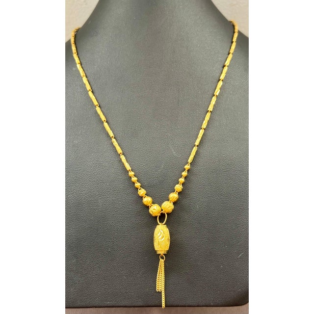 24 K Pure Gold Hand Made Yellow Gold Tube Chain Necklace, 9.7 Gm, 16 " + Pendant For Sale In New York - Image 6 of 18