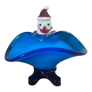 Vintage MCM Murano Santa Claus Art Glass Candy Dish
