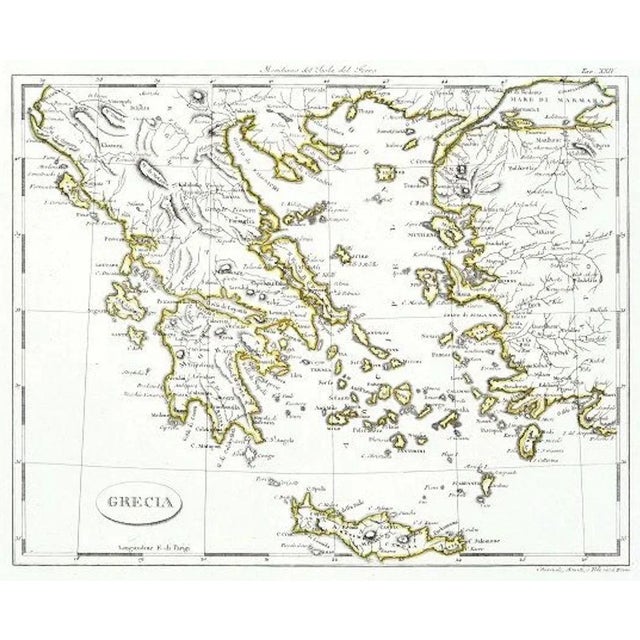 Map of Greece - Etching on Paper 19th Century 19th Century For Sale - Image 3 of 3