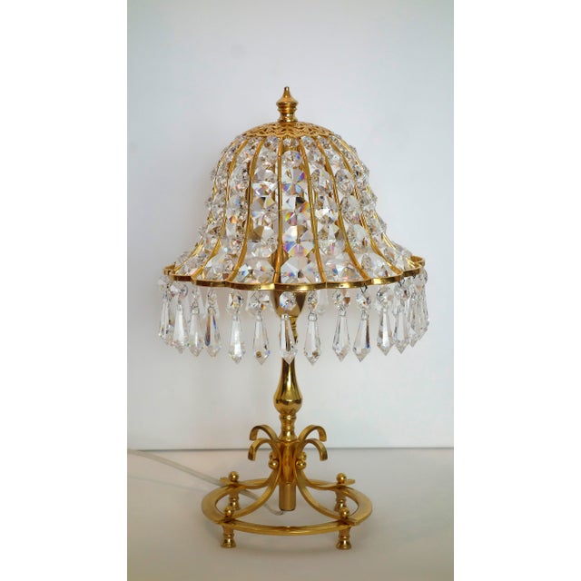 Swedish Brass and Lead Crystal Table Lamp, 1980s For Sale - Image 4 of 12