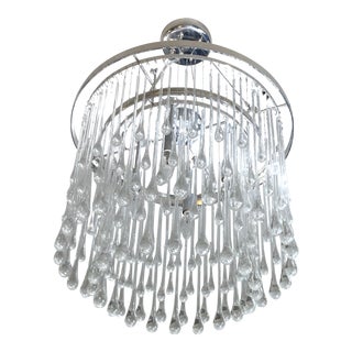 Ochre Polished Nickel Frame With Solid Clear Glass Drops Round 2 Tiers Chandelier For Sale