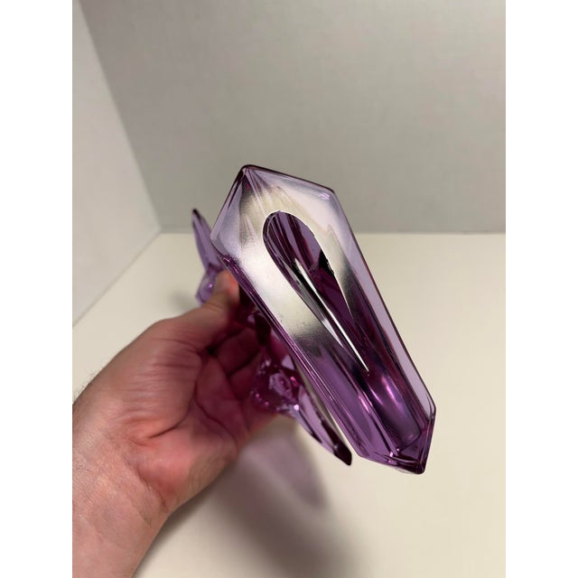 1980s Vintage Crystal Glass Purple Alexandrite Candlestick Holders- Set of 2 For Sale - Image 5 of 7