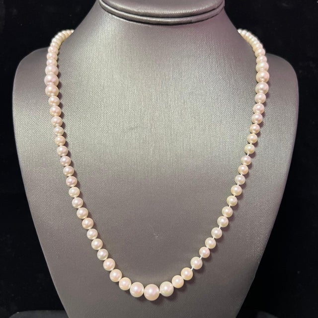 Magnificent long 28.5" Japanese Akoya 8.50 -6.00 mm Designed alternate Pearl Necklace 14k Gold Certified $4,950 215646...