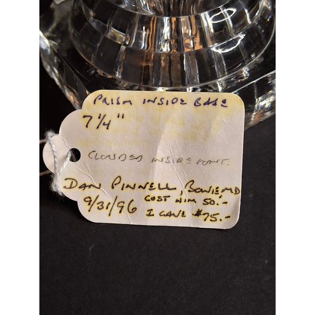 Mid 19th Century Rare Antique 1840 Eapg Flint Glass Whale Oil Lamp | Wheel-Etched Font & Starburst Base For Sale - Image 5 of 13