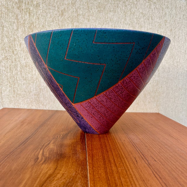 Postmodern Ceramic Decorative Center Bowl Signed by Japanese Artist Masuo Ojima. C 1980s For Sale - Image 12 of 18