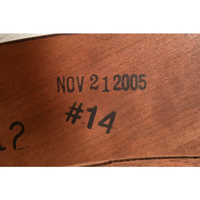 Brown Stickley Modern Art Deco Mahogany Framed Round Beveled Wall Mirror For Sale - Image 8 of 9