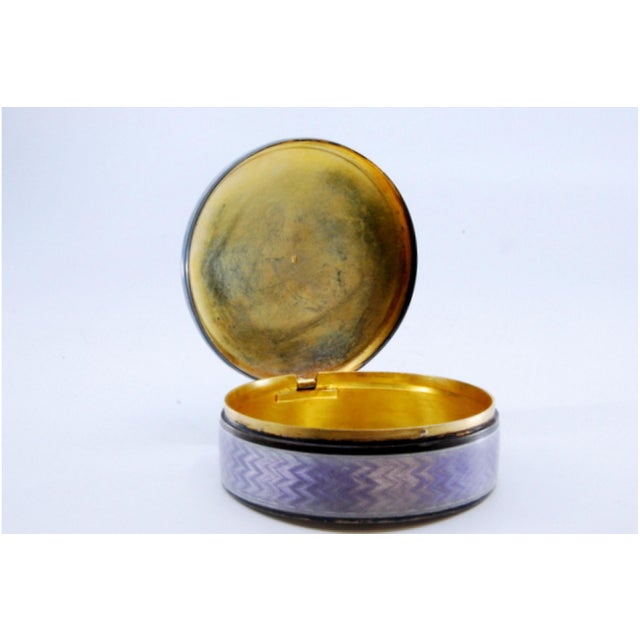 Jewelry Box in Enameled Silver with Floral Motifs and Gilt Interior For Sale - Image 5 of 10
